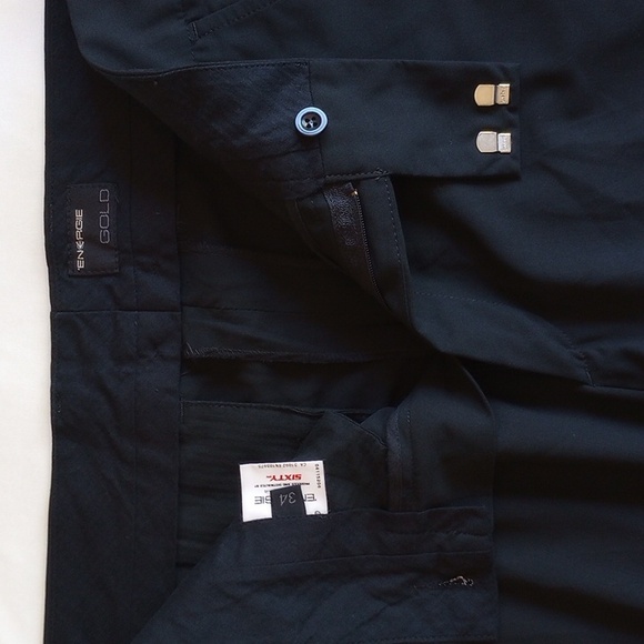 Energie Gold Sixty Straight Leg Slacks Pants 34 Black Silver D-Ring Trim - Picture 5 of 10